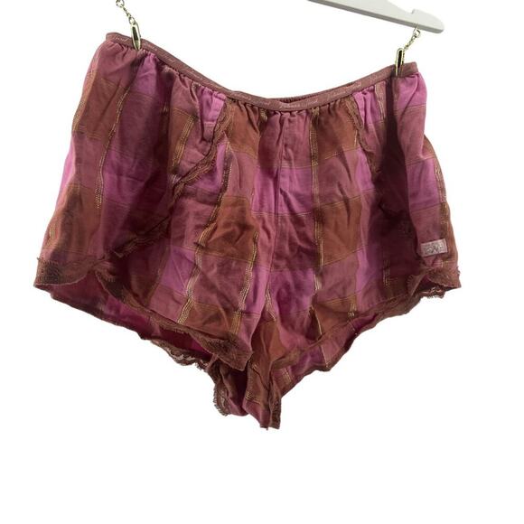 Victoria’s Secret Plaid Flannel Tulip Shimmer Pajama Shorts Small - Picture 1 of 4